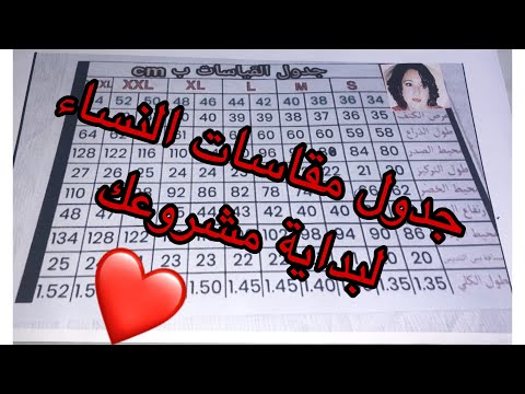 جدول مقاسات الخياطة للنساء لبداية مشروعك          
