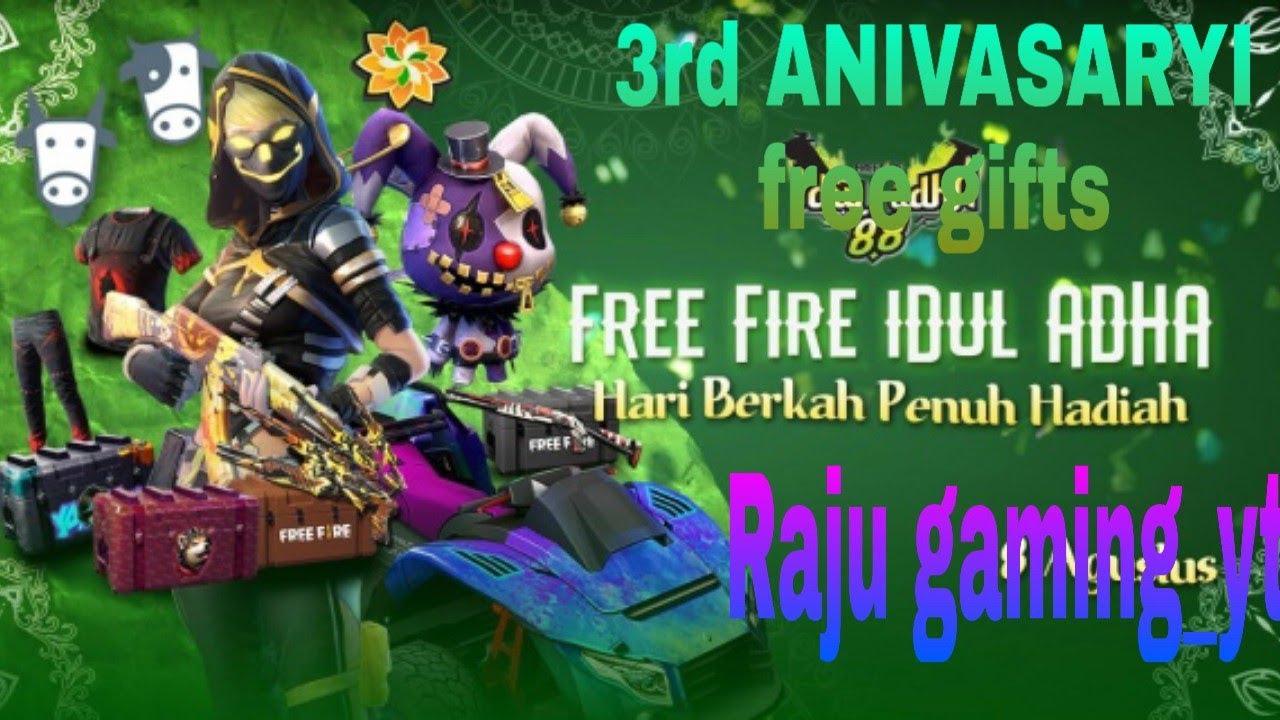 3rd Anniversary Free Gifts Events In Free Fire Telugu Youtube