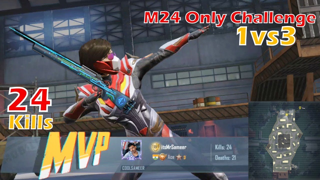 M24 Sniper Only Challenge | TDM 1 vs 3 Match | PUBG Mobile - YouTube
