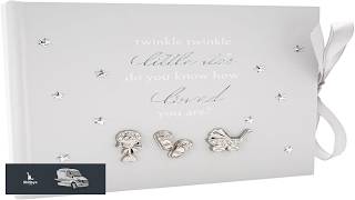 Happy Homewares Twinkle Twinkle Baby Shower Keepsake Photo Album with Silver Plated