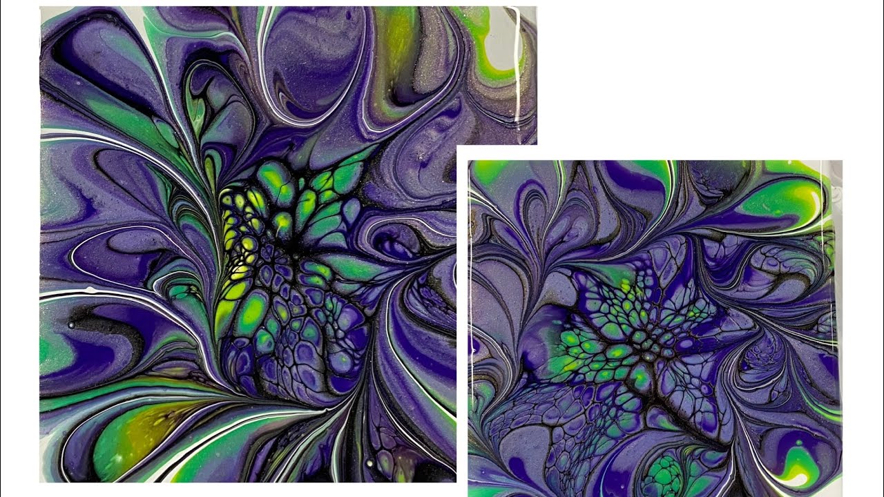 (1226) Modified Bloom Technique on tiles, Acrylic Paint Pouring, Fluid ...