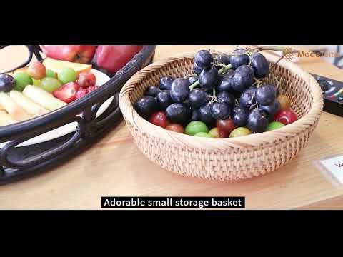 Unique Bowl Shaped Wicker Basket Set | Tabletop Serving Bowls for Home and