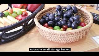 Unique Bowl Shaped Wicker Basket Set | Tabletop Serving Bowls for Home and Restaurant