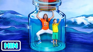 व्लाद निकिता का एक मज़ेदार दिन इल्यूज़न म्युसियम और डायनोसौर पार्क में