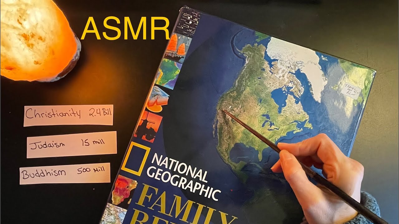 What are the Religions of the World ~ Soft-Spoken ASMR Map, Index Card Sorting, Page Turning