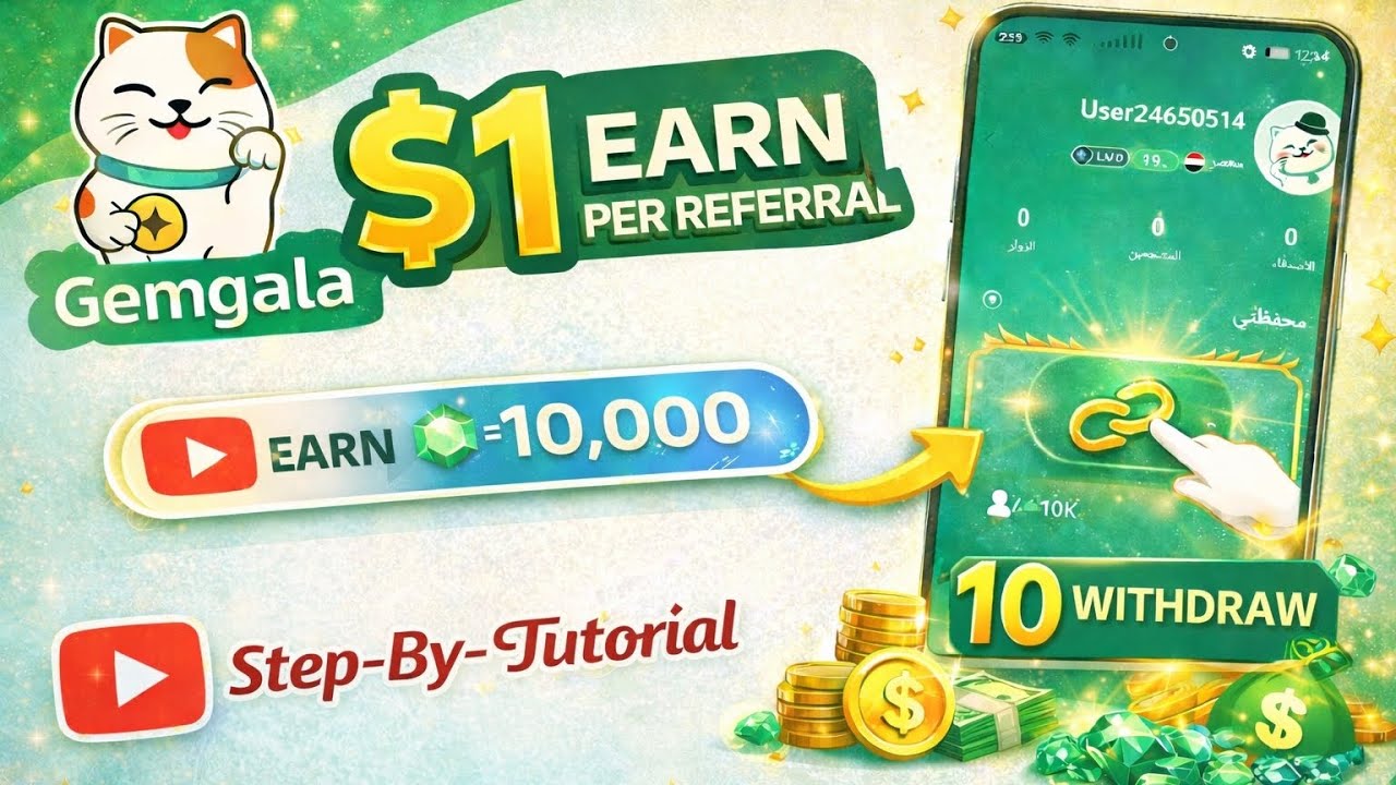 Earn $1 Per Referral | Gemgala App Step-By-Step Tutorial