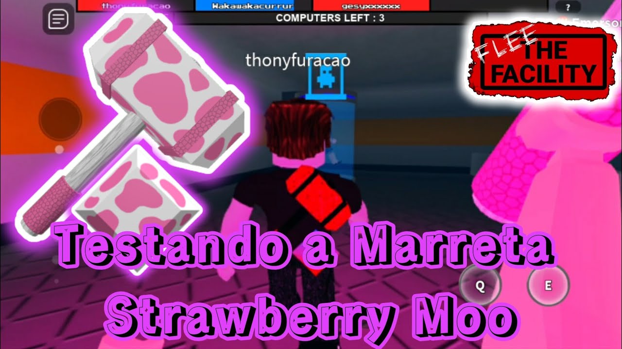 Testando a Marreta Strawberry Moo! Flee The Facility Roblox YouTube