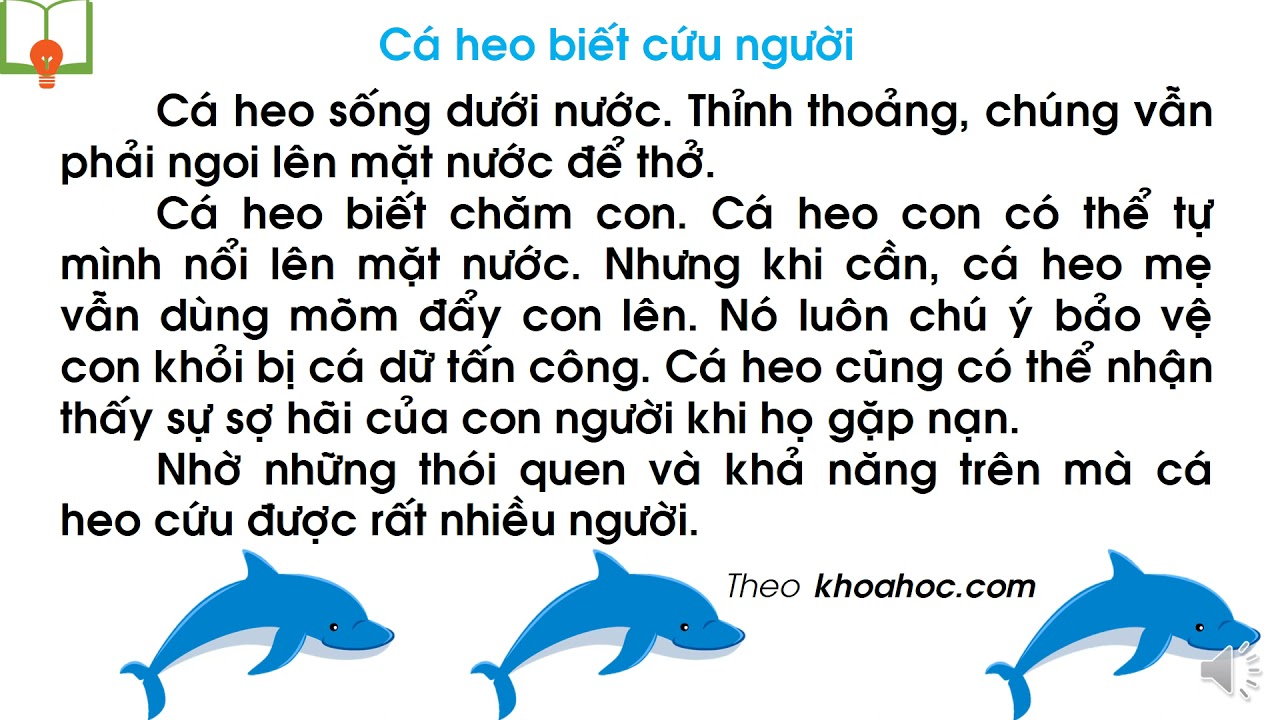 Lớp 1-Tập đọc- Cá heo biết cứu người. - youtube
