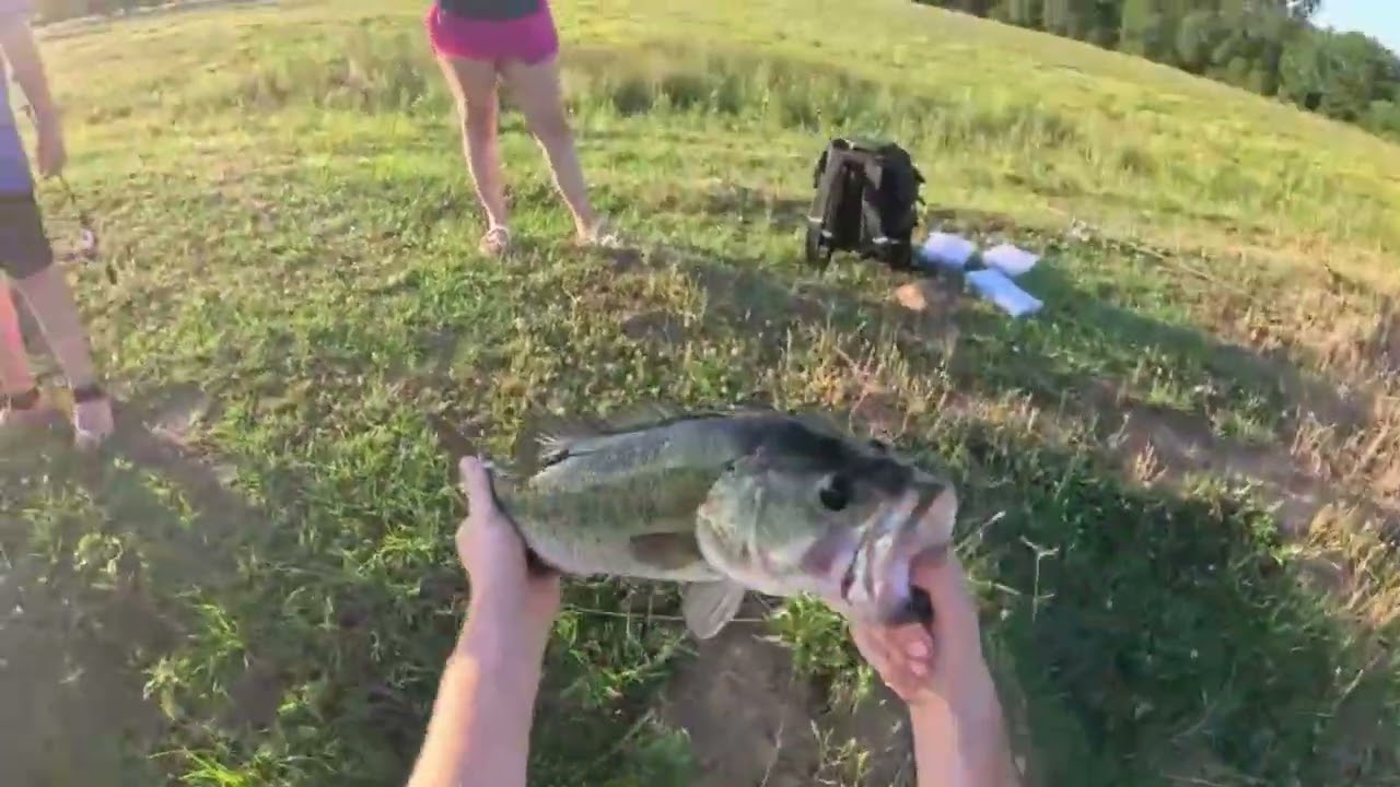 Bass fishing a pond