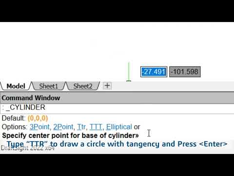 Drawing a Cylinder by Tangency and Radius - DraftSight Fundamentals - Lesson 7.6