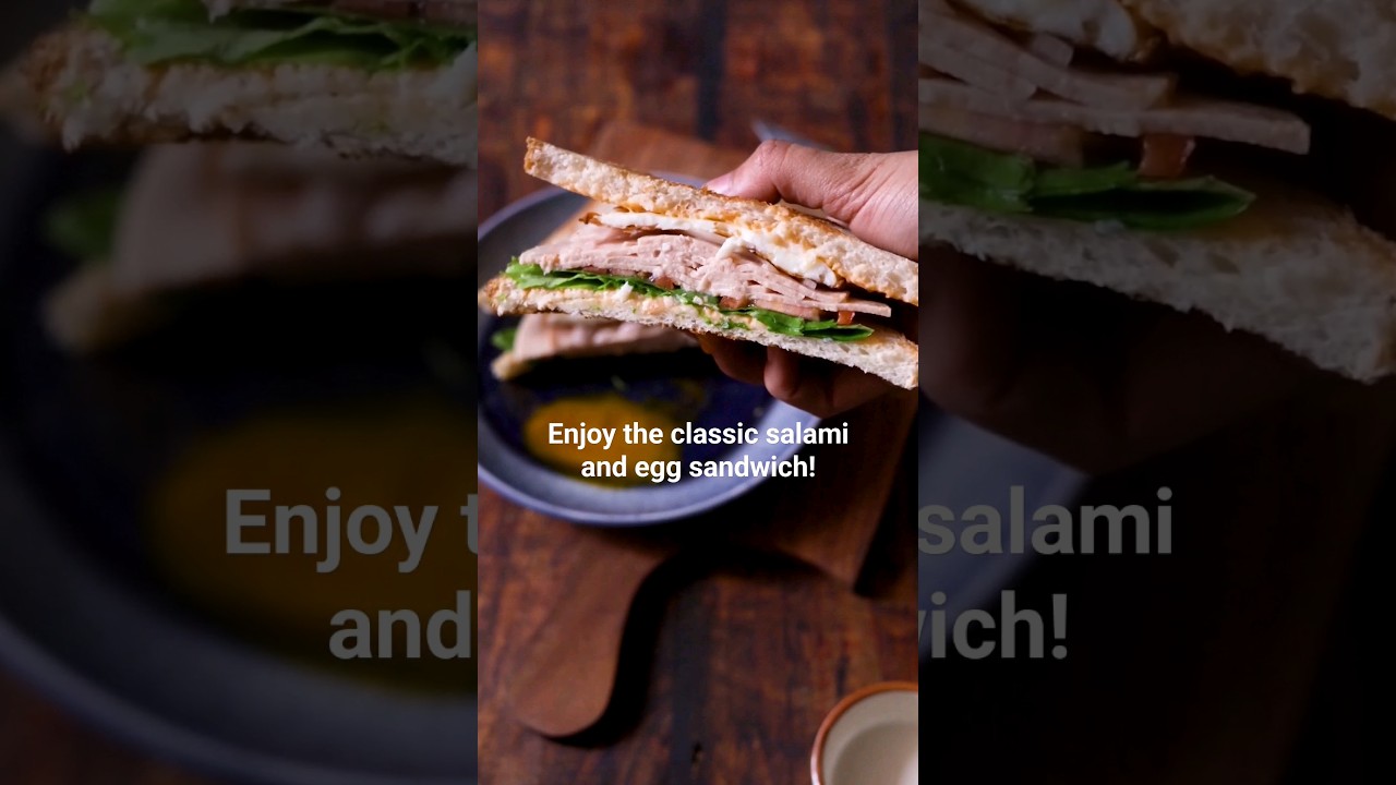 Classic salami and egg sandwich 