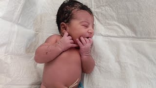 Gorgeous Newborn Baby girl just after birth First Cry #baby #newborn