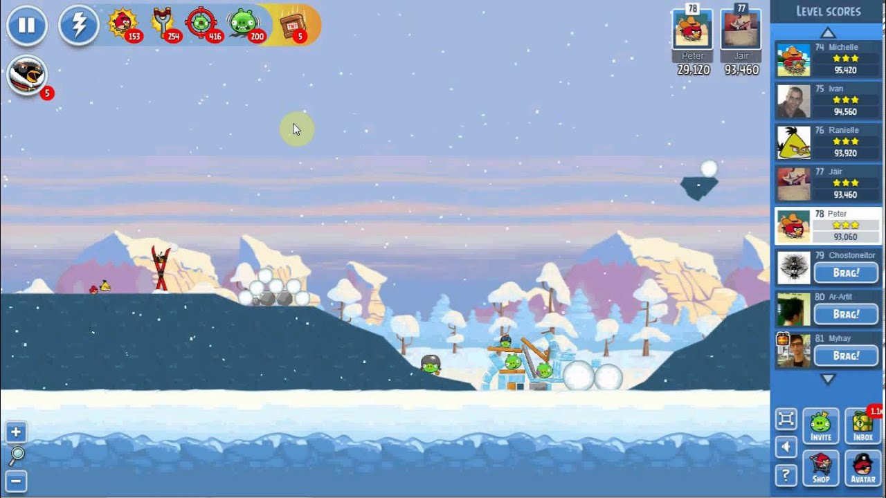 Angry Birds Friends Winter Tournament 4 week 32 level 4 no power up 87,820