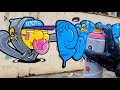 Making style character graffiti painting letter bombing