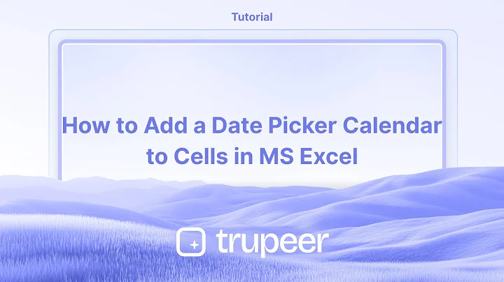 How to Add a Date Picker Calendar to Cells in MS Excel