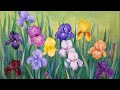 Iris Flower Garden LIVE Impressionist Acrylic Painting Tutorial