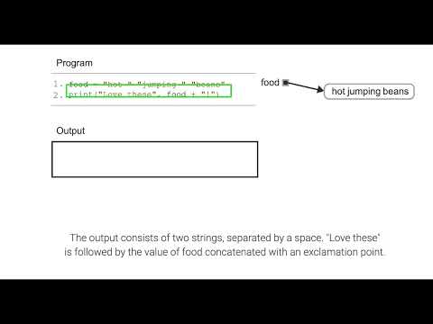 String concatenation; ch 2, video 11