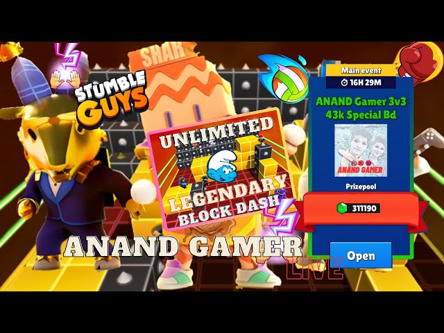 STUMBLE GUYS LIVE  UNLIMITED BLOCK DASH LEGENDARY ROOM CODE 😍  #stumbleguys #stumbleguyslive 