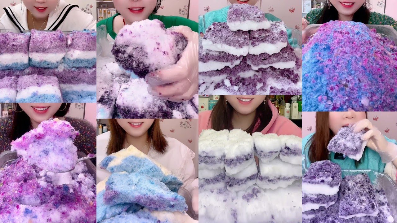 ONLY BITES🔷AJING'S SOLO🤍FLAVOURED MIXED COLOURFUL SOFT CRUNCHY FREEZER FROST EATING COMPILATION🧊