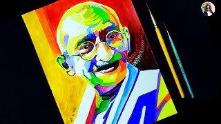 MAHATMA GANDHI Portrait || Abstract Acrylic Painting Tutorial || Creativity Speaks