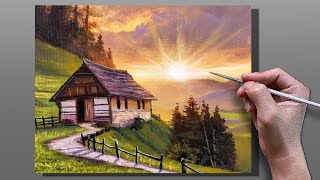 Acrylic Painting Sunset Hill / Correa Art
