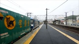 JR貨物 EF210-4号機[岡](代走) 貨物列車7053レ【雨にも負けず大爆走!!!!】