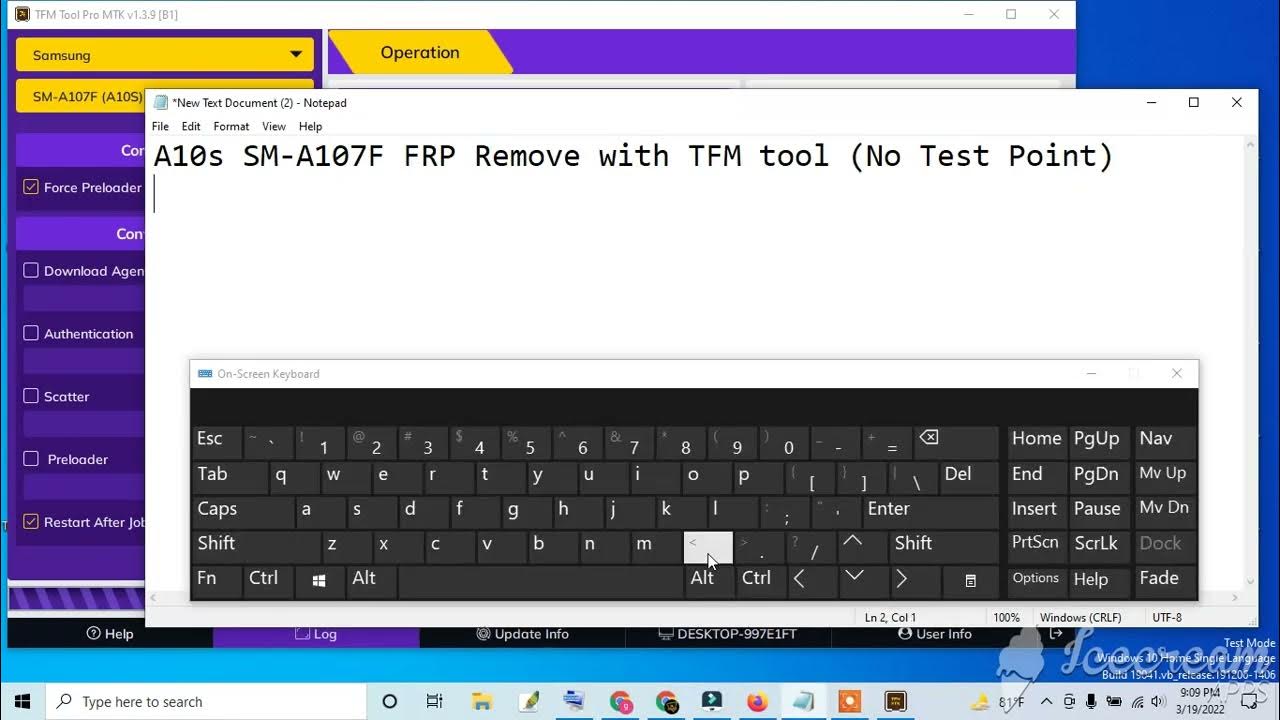 A10s SM A107F FRP Remove with TFM tool No Test Point YouTube
