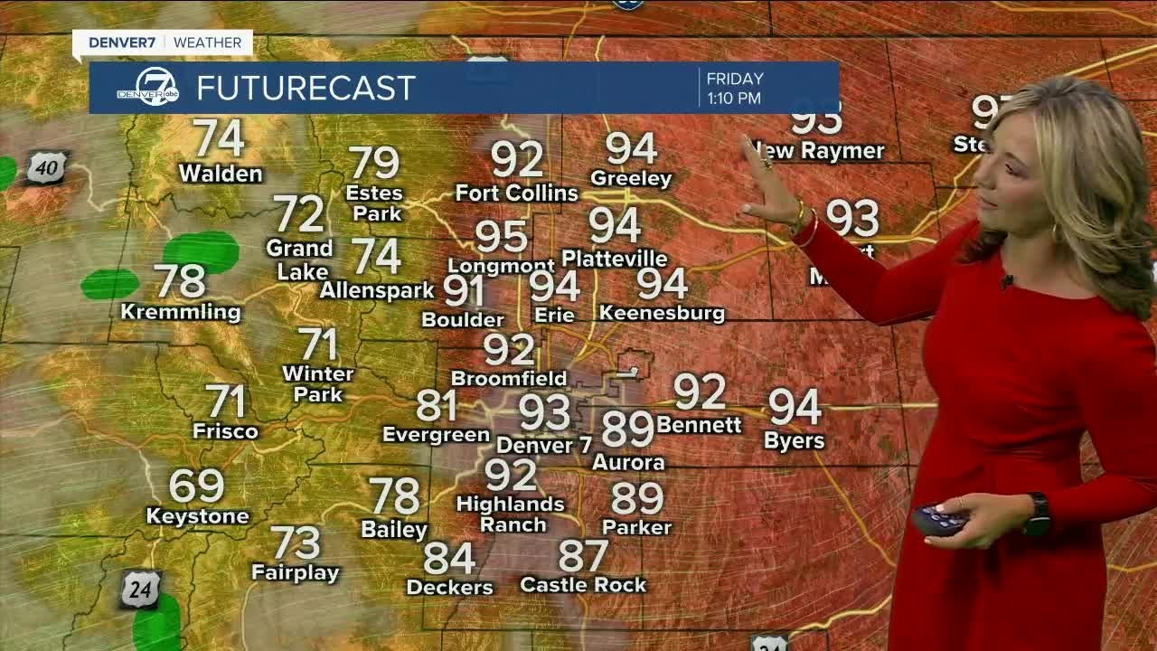 More 90s and a few afternoon thunderstorms for the Denver metro area ...