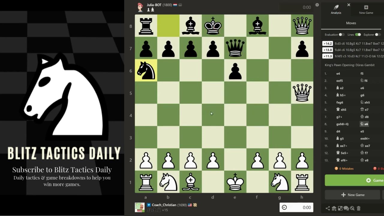 Tactics to Punish a Bad Opening in 3 Minutes! (vs 1800 Bot)