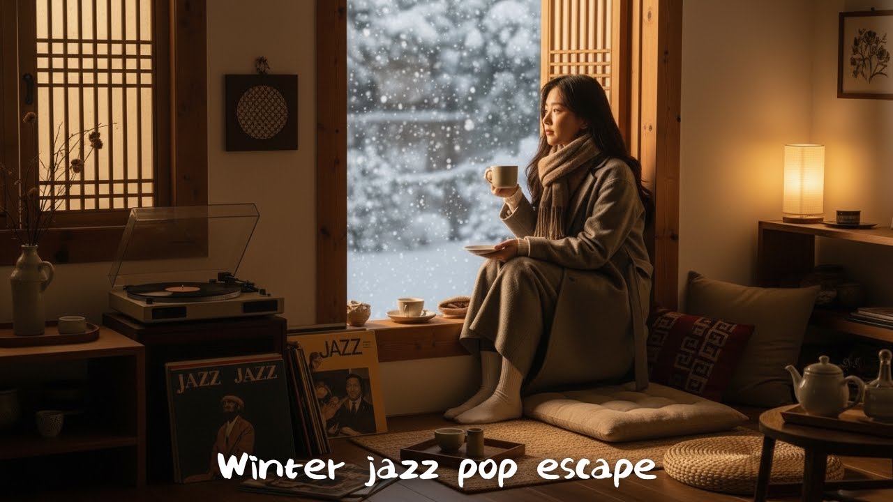 Winter jazz pop escape ❄ snowy café ambience | cozy all day listening | heal your mood | gentle