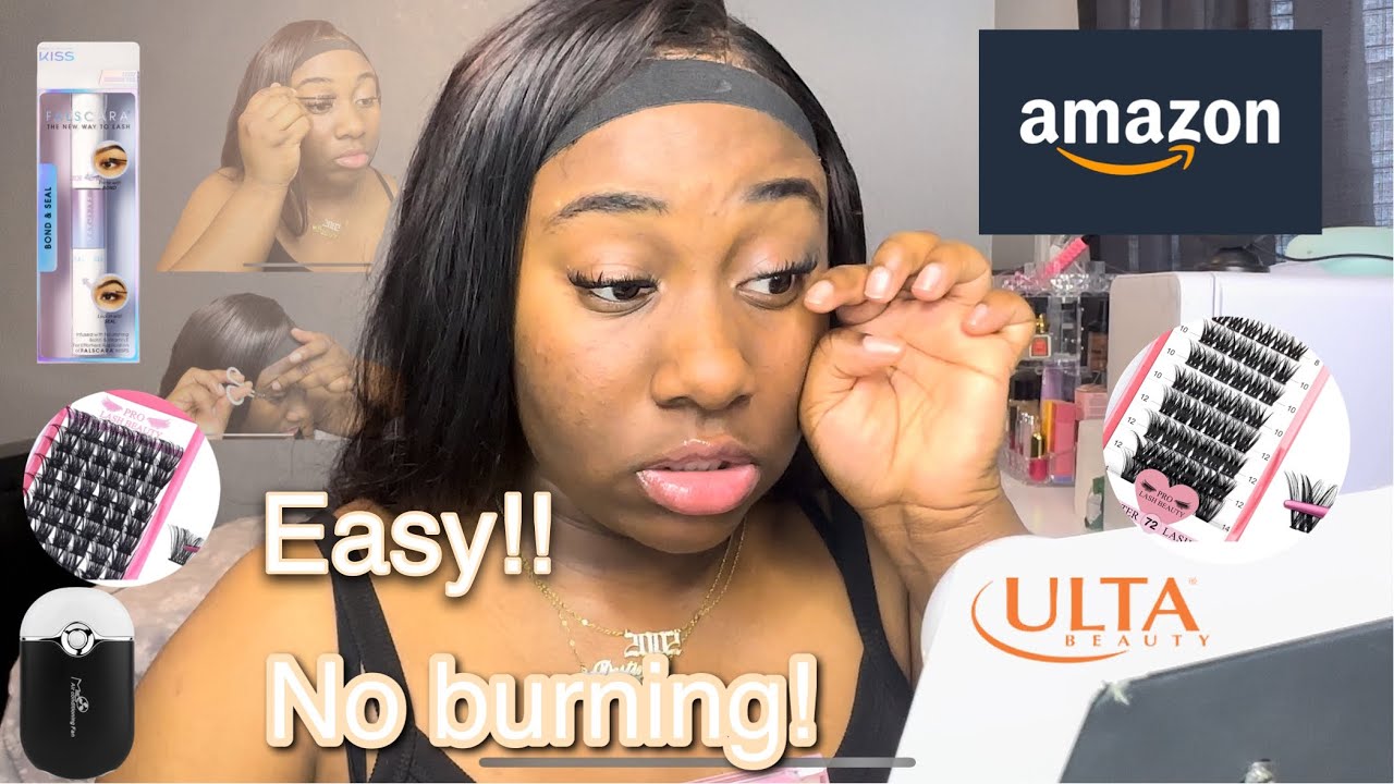 How I do my own eyelash extensions at home | No Glue! | Super easy ...