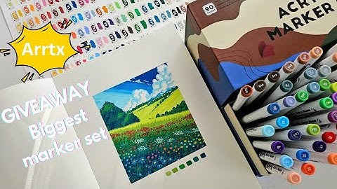 GIVEAWAY Arrtx Biggest Acrylic Marker set 90-color + Acrylic Marker Landscape drawing