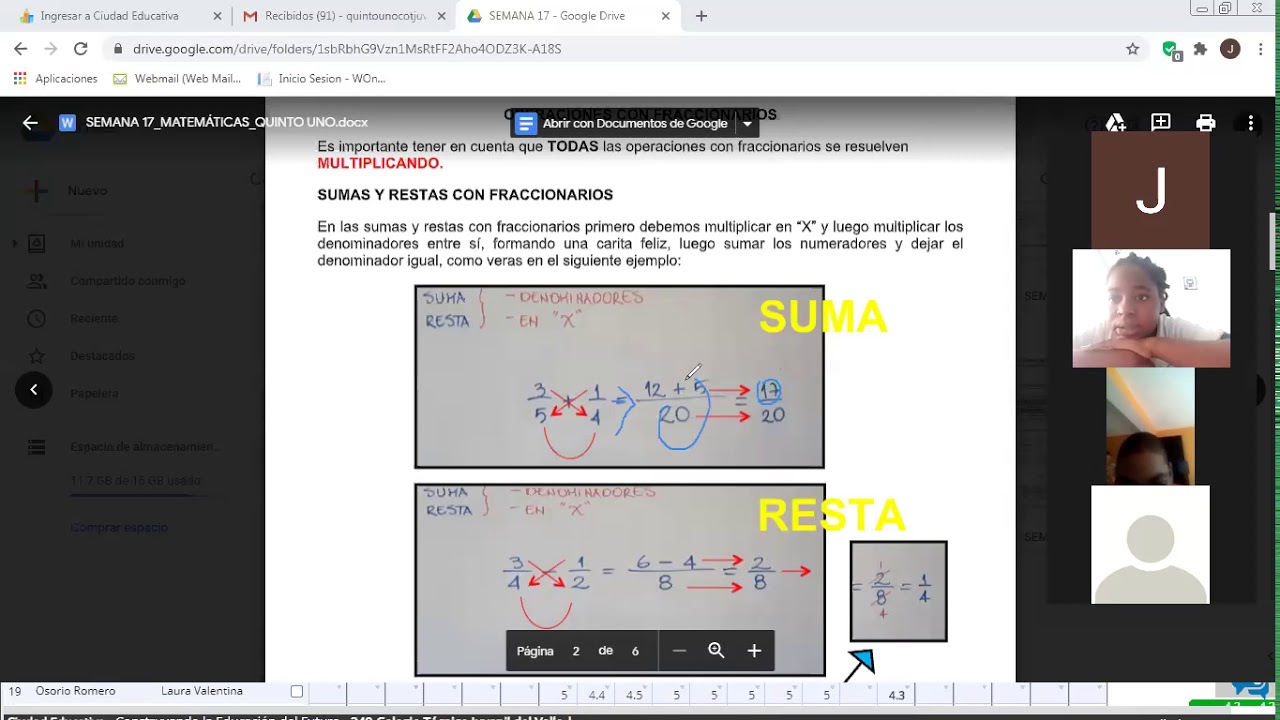 16 Julio/2020 Matemáticas 5-1 Retroalimentación operaciones con fraccionarios (semana 17)