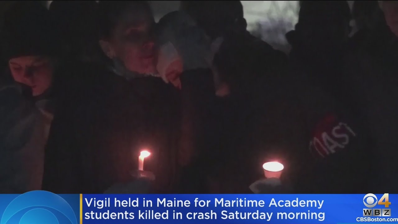Vigil held in Maine for Maritime Academy students killed in crash - YouTube