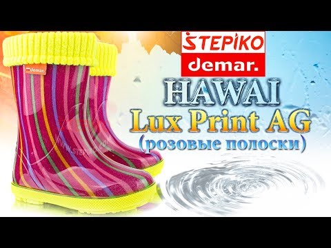 DEMAR Hawai Lux Print AG Розовые полоски.Видео обзор на резиновые сапоги Демар 0048AG от stepiko.com