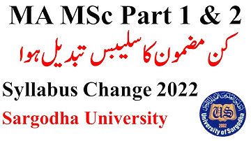 MA MSc New Syllabus Change 2022 Sargodha University | Old Course Vs New Course UOS MA MSc