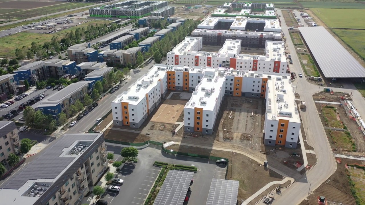 Drone footage of ongoing construction of The Green at West Village (Apr ...