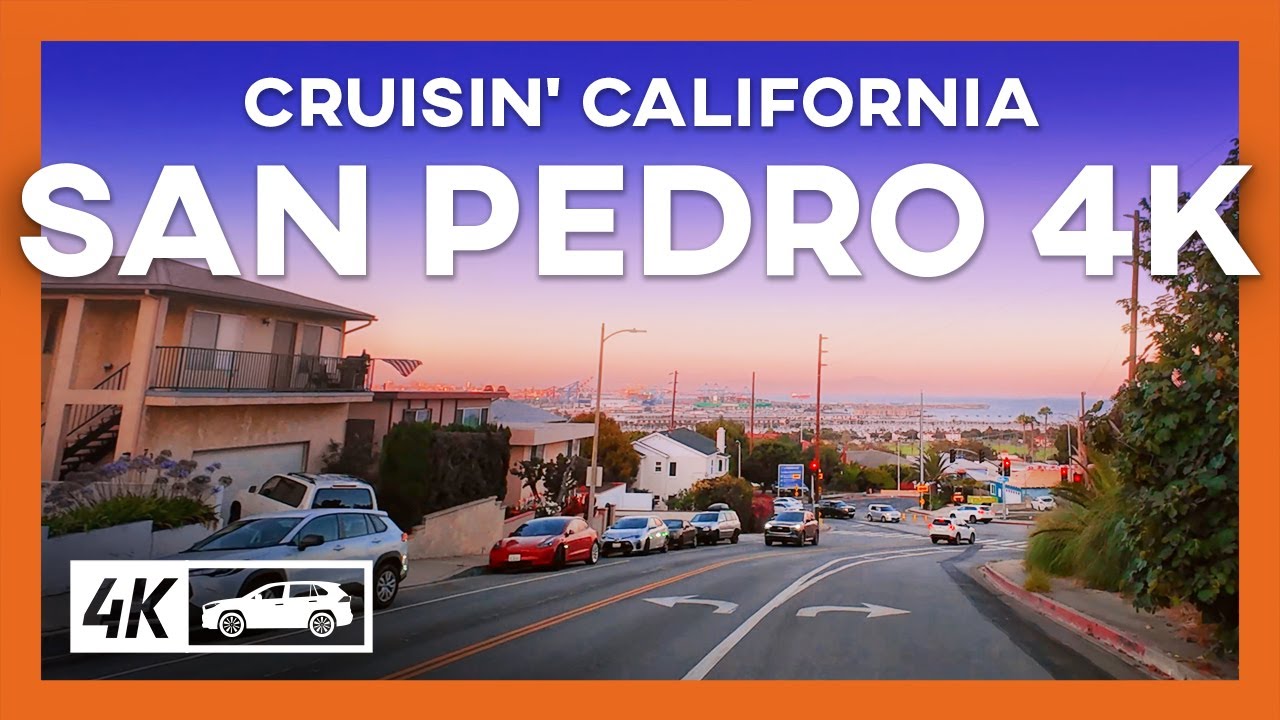 Sunset Drive in San Pedro, California – Coastal Views, Korean Friendship Bell & LA Port Bridge | 4K