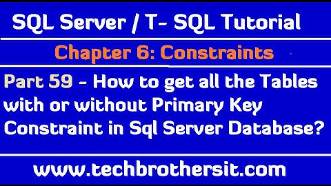 How to get all the Tables with or without Primary Key Constraint in Sql Server Database - Part 59
