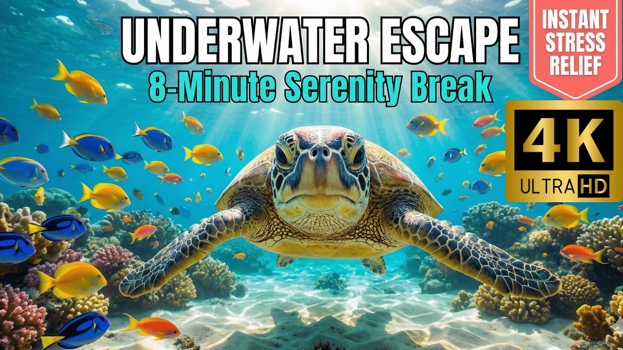 Underwater Serenity 4K | Beautiful Ocean Life & Relaxing Music for Sleep, Meditation, Study