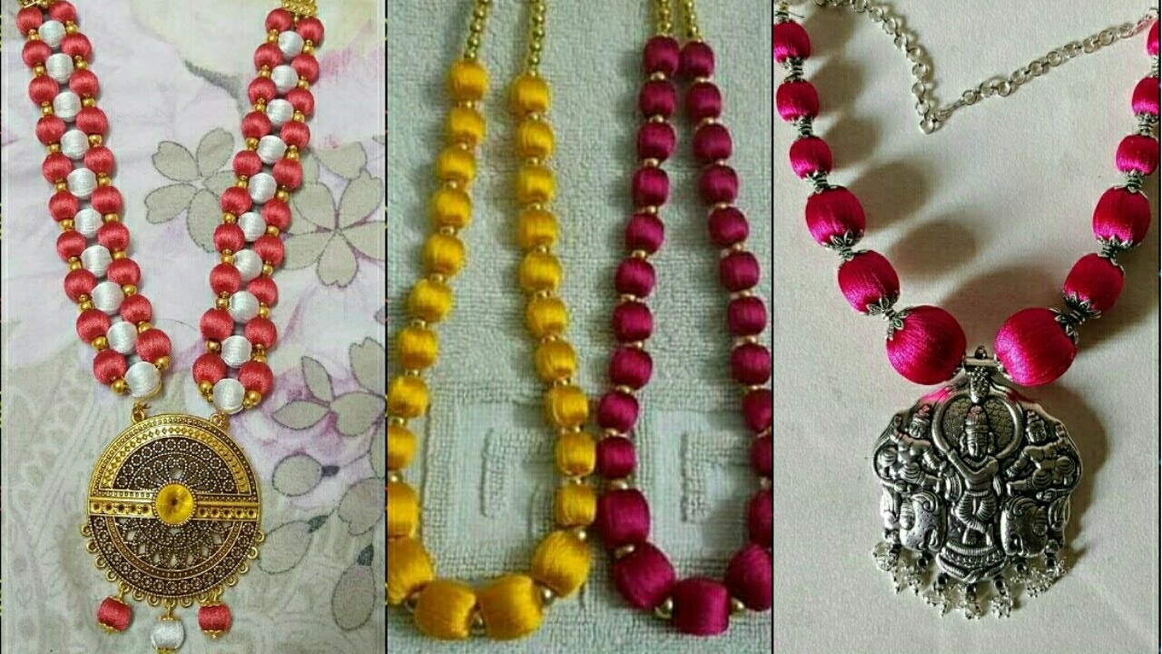 Diy Silk Thread Necklace designing Ideas|| Function wear jewellery|| Thread jewellery