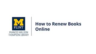 How to Renew Books Online