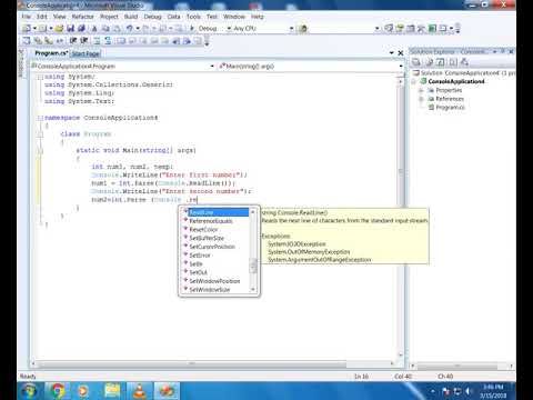 c# tutorials swapping two numbers program