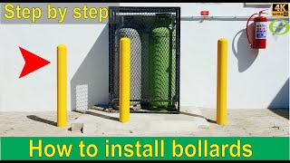 How to install steel bollards, vertical safety posts.