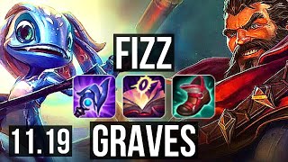 FIZZ vs GRAVES (MID) | 8/0/3, 2.7M mastery, 1200+ games, Legendary | EUW Master | v11.19