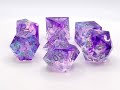 Old School 7 Piece DnD RPG Dice Set: Sharp Edged - Burst of Purple