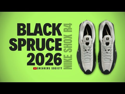 BLACK SPRUCE 2026 Nike Shox R4 | DETAILED LOOK + PRICE - YouTube