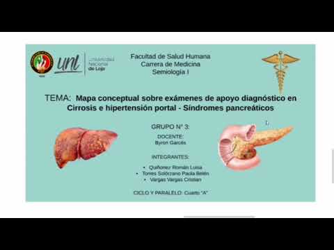 Mapa conceptual: Exámenes de apoyo diagnóstico en cirrosis e hipertensión portal y Sd. Pancreáticos