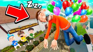 Pranking my SLEEPING DADDY with BALLOONS he woke up
