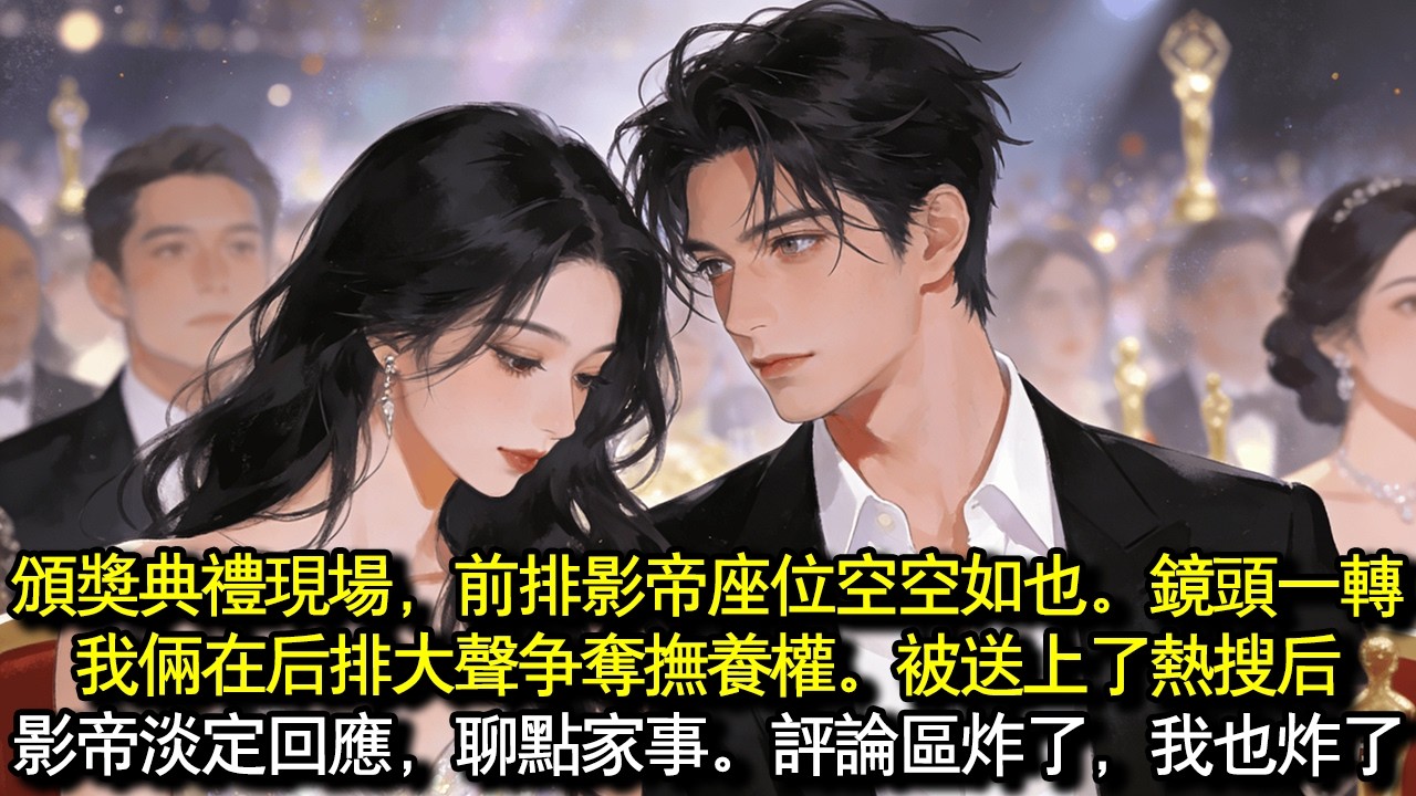 頒獎典禮現場，前排頂流影帝的座位空空如也。鏡頭一轉，我倆在後排大聲爭奪監護權。被送上了熱搜後。影帝淡定回應，聊點家事而已。留言區炸了，我也炸了…#完結 #愛情 #故事